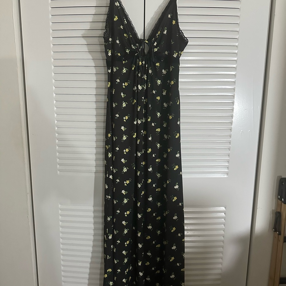 ASOS Black Maxi Dress with Yellow Floral Pattern